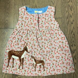 Mini Boden Floral Dress with Deer Appliqués size 18/24M
